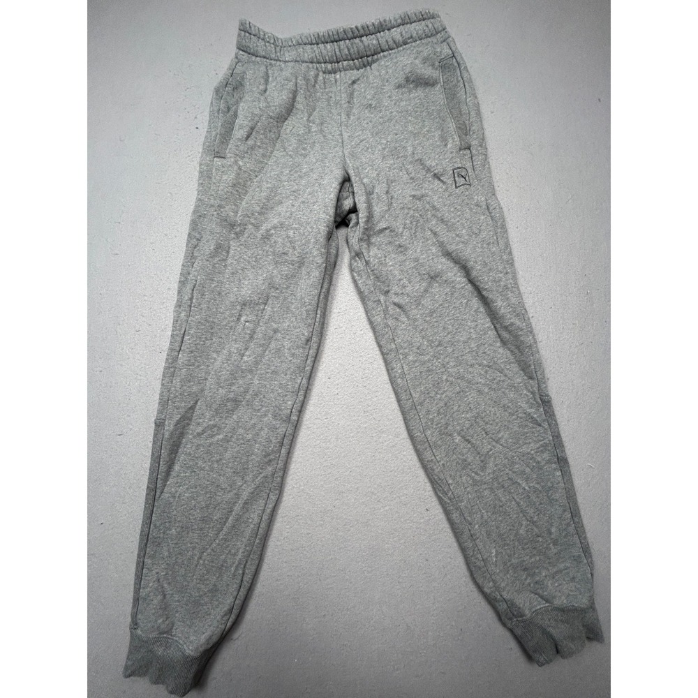Puma Joggers Cotton Blend Heather Gray Small Mens